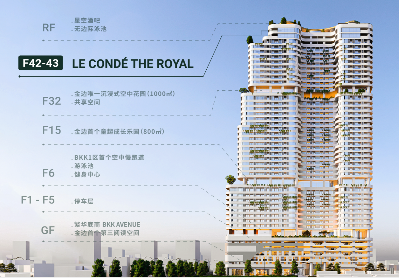 柬埔寨金边核心区房产 | 包租收益8% LeCondéBKK1· 王府观邸
